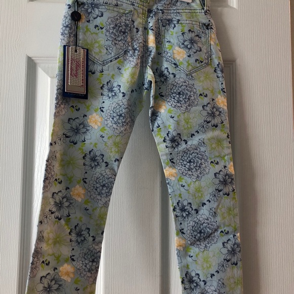 Vigoss NWT Jagger skinny blue green flower pants 4 - Picture 4 of 7